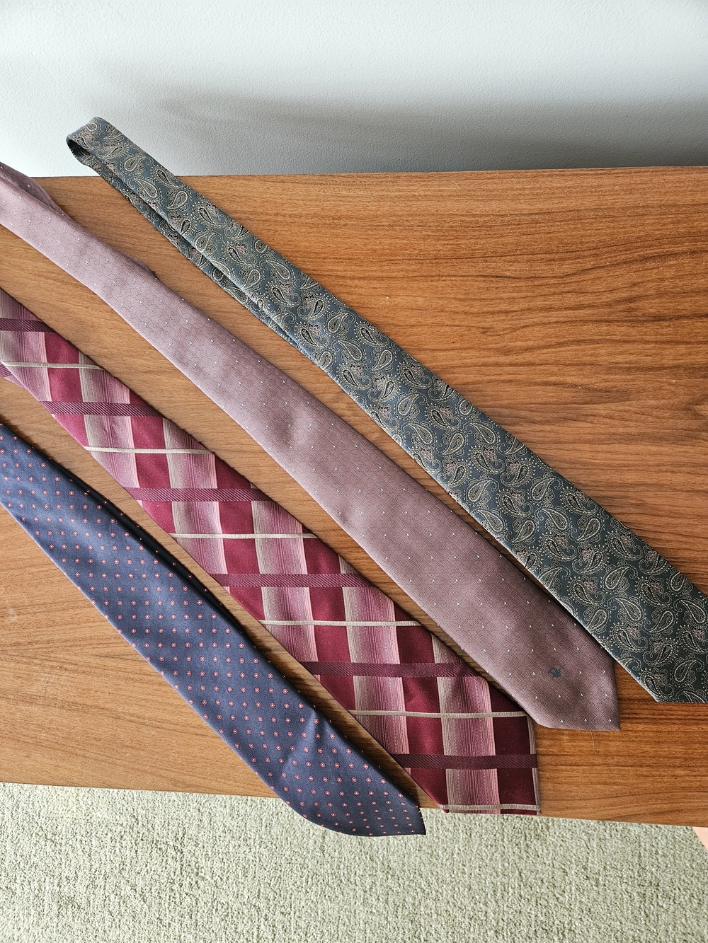 DIOR, CARDIN, NORDSTROM ETC Mens Paisley and Patterned Silk Tie, Set Of 4